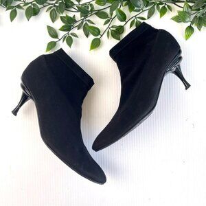 Salvatore Ferragamo Black Neoprene Sock Boots kitten heel 7